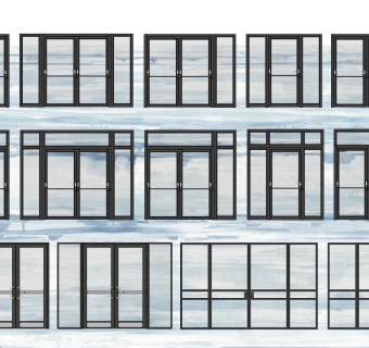 现代办公门玻璃双开门商业门推拉门